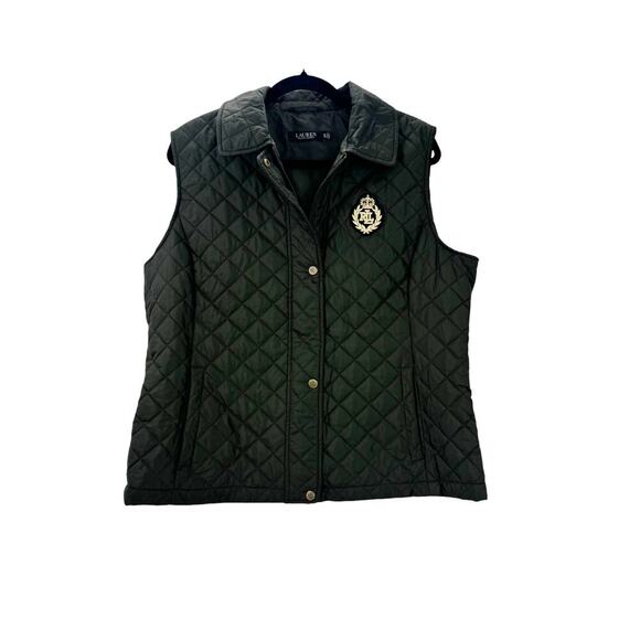Lauren Ralph Lauren Crest-Patch Diamond Quilted Vest Olive Green Size XL NWT - Picture 8 of 13